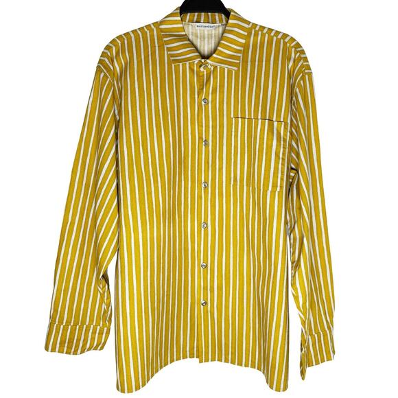 Marimekko Womens Mens Jokapoika Piccolo Print Stripe Button Down Shirt Cotton 42 - Picture 1 of 9